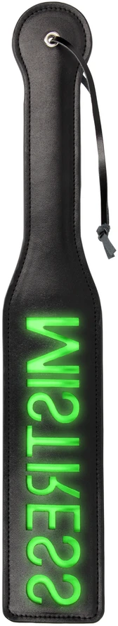 Ouch By Shots Ouch! 'Mistress'' Paddle - Glow in the Dark - Juodas/Neon Žalias