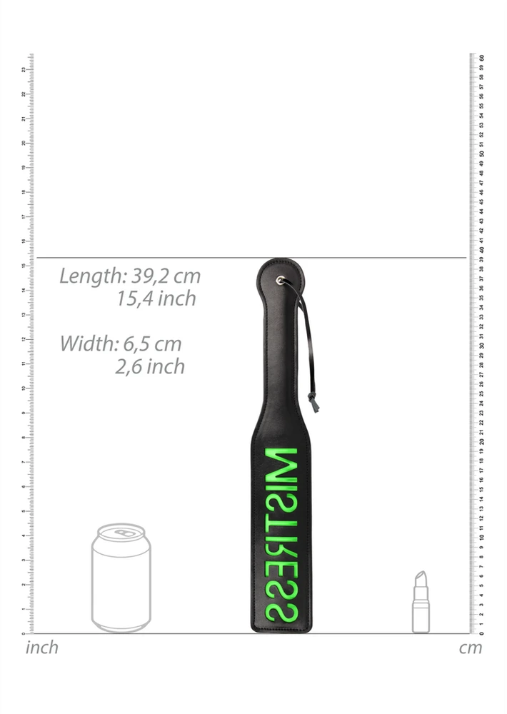 Ouch By Shots Ouch! 'Mistress'' Paddle - Glow in the Dark - Juodas/Neon Žalias