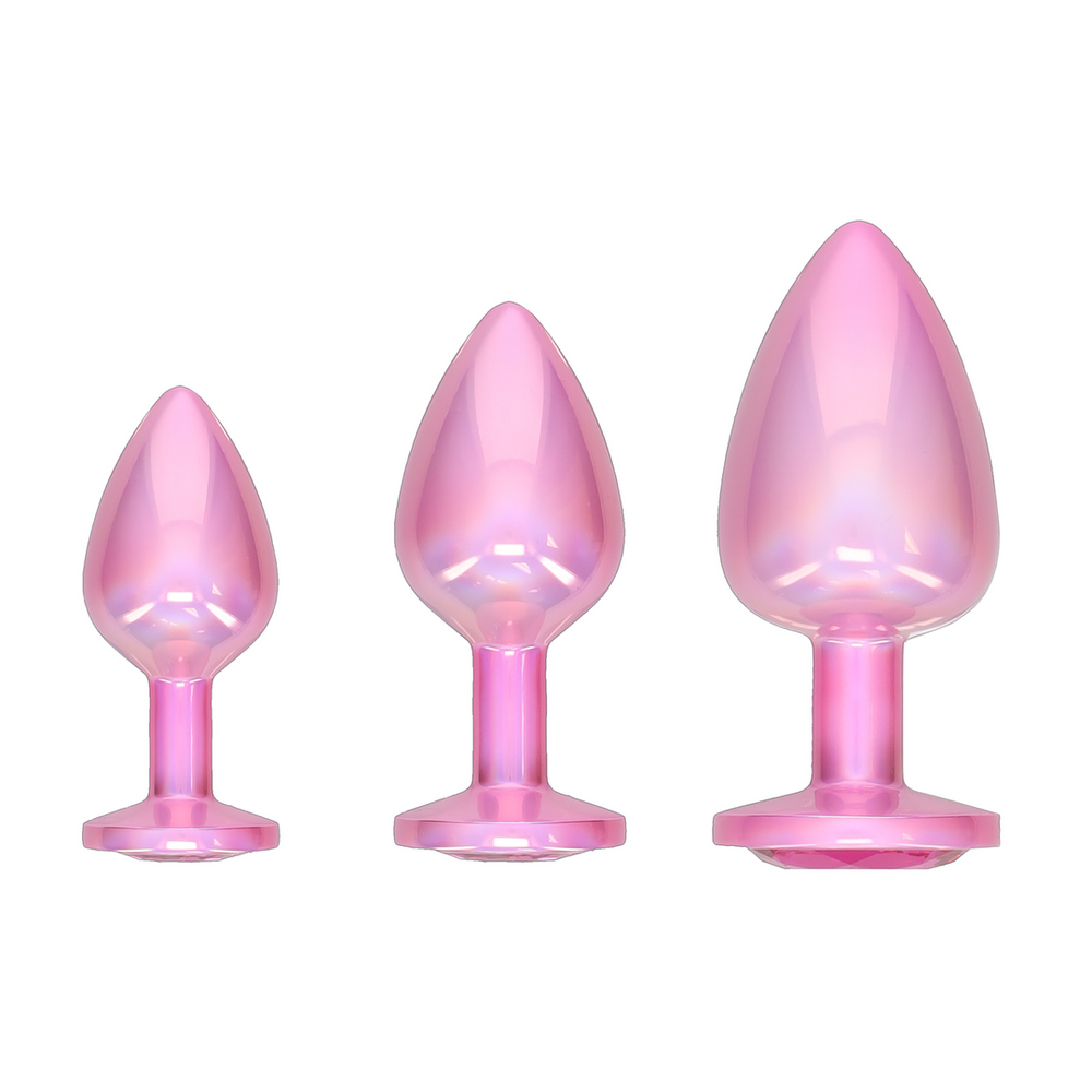 Ouch By Shots Rožinė Paris Collection - Metal Anal Plug Set - Rožinė