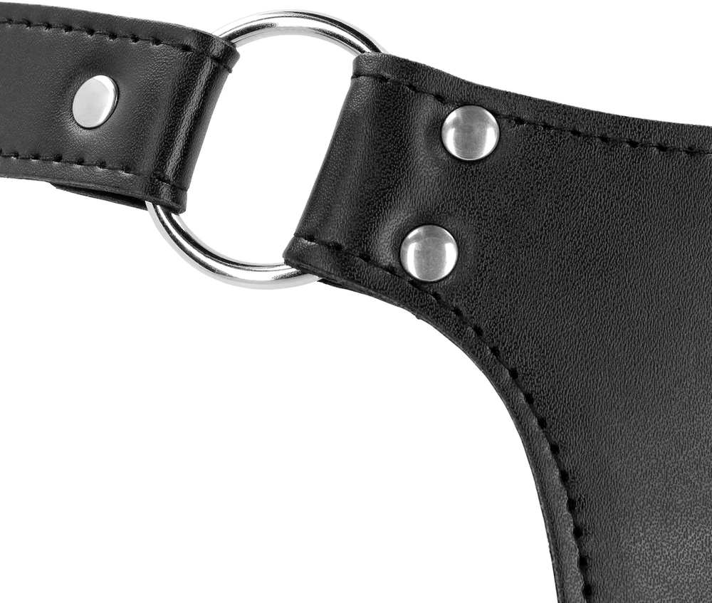Ouch By Shots PU Leather Chastity Belt with Straps - Juodas