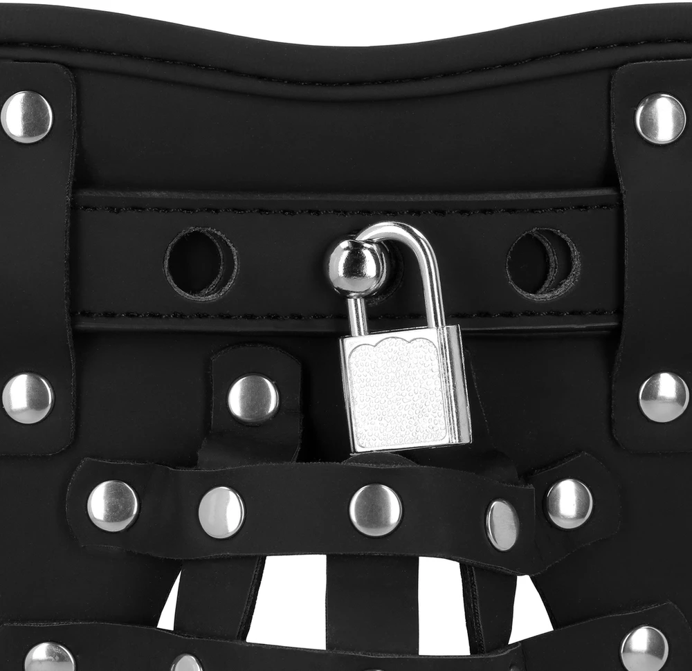 Ouch By Shots PU Leather Chastity Jock - Juodas