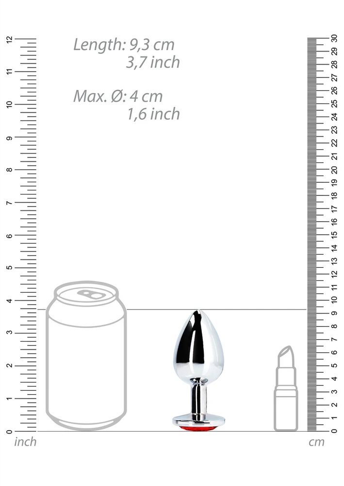 Ouch By Shots Ouch! METALOWY KOREK ANALNY PLUG Z DIAMENTEM 9,3 CM WODOODPORNY