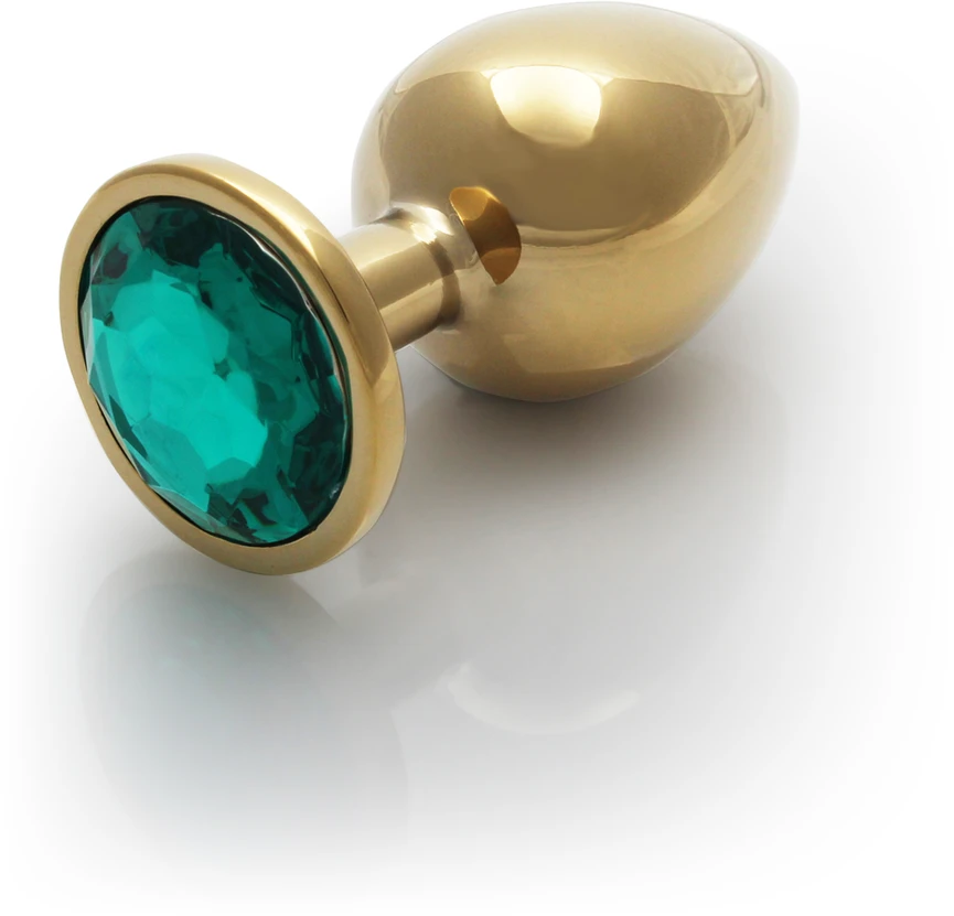 Ouch By Shots Ouch! Auksinė METALOWY KOREK ANALNY PLUG Z DIAMENTEM 7 CM WODOODPORNY