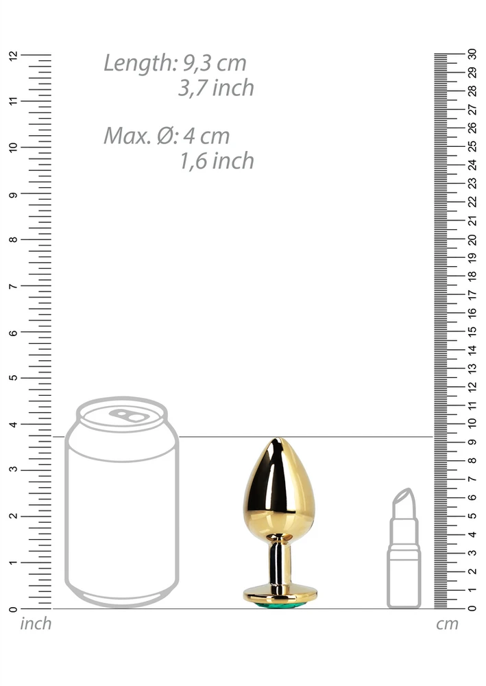 Ouch By Shots Ouch! Auksinė METALOWY KOREK ANALNY PLUG Z DIAMENTEM 7 CM WODOODPORNY