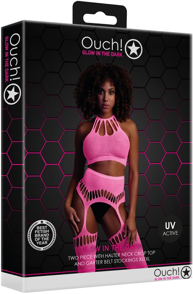 Ouch By Shots Rožinė dviejų dalių su Crop Top ir kojinėmis - Rožinė - XS/XL