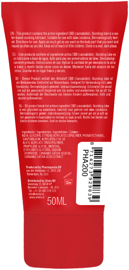 Pharmquests By Shots Pharmquests Gel drėkinamasis anestetikas lubrikantas cbd 50 ml