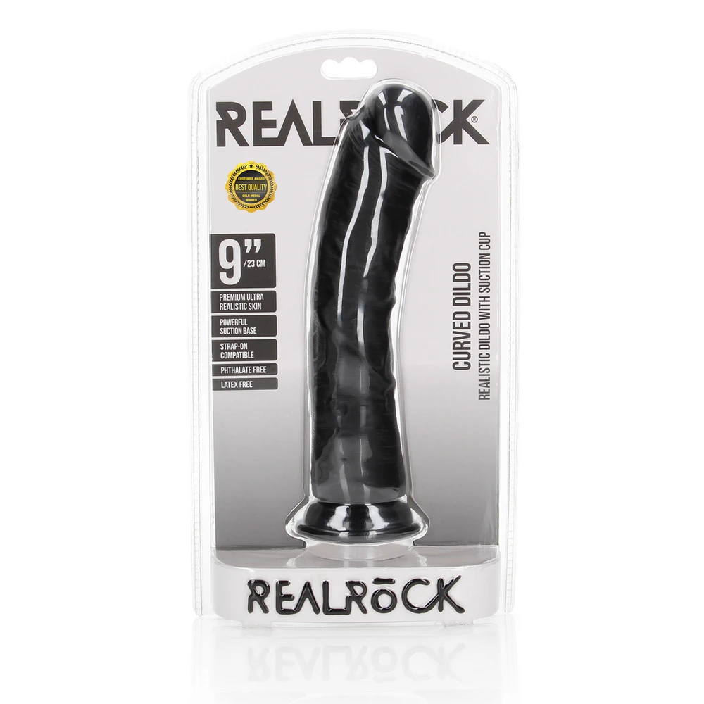 Realrock By Shots Realrock Juoda tikroviškas styguotas dildo siurbtukas 25 cm