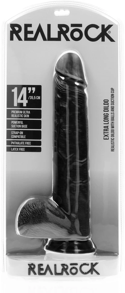 Realrock By Shots Labai didelis tiesus su kamuoliukais 35,5 cm - Juodas
