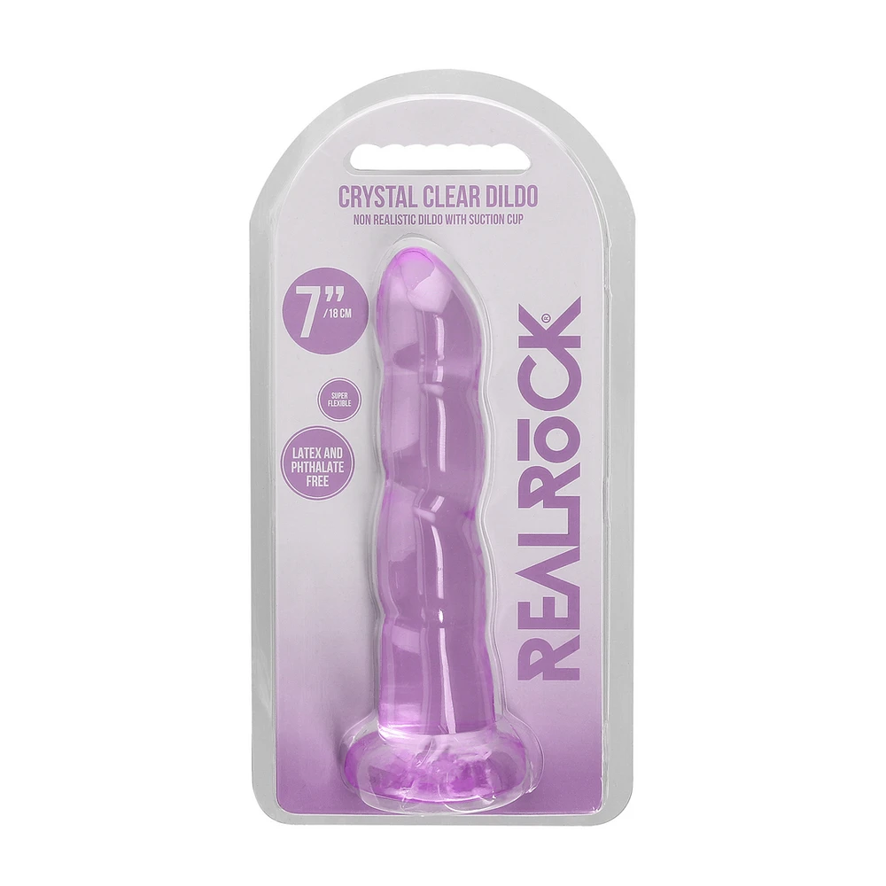 Realrock By Shots Realrock Dildo violetinė spiralne su mocną przyssawką 18 cm