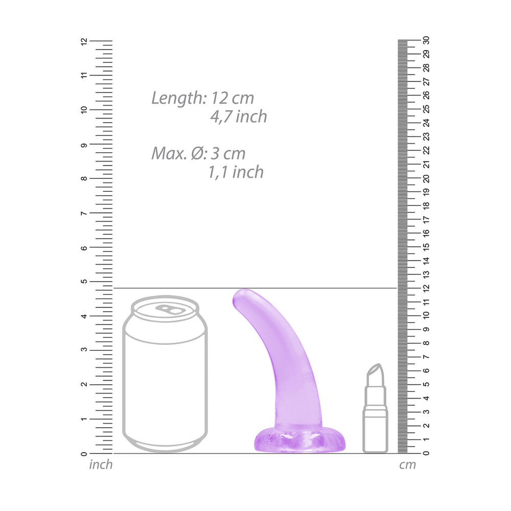 Realrock By Shots Realrock Dildo lenkta violetinė su stipriu siurbtuku 12 cm