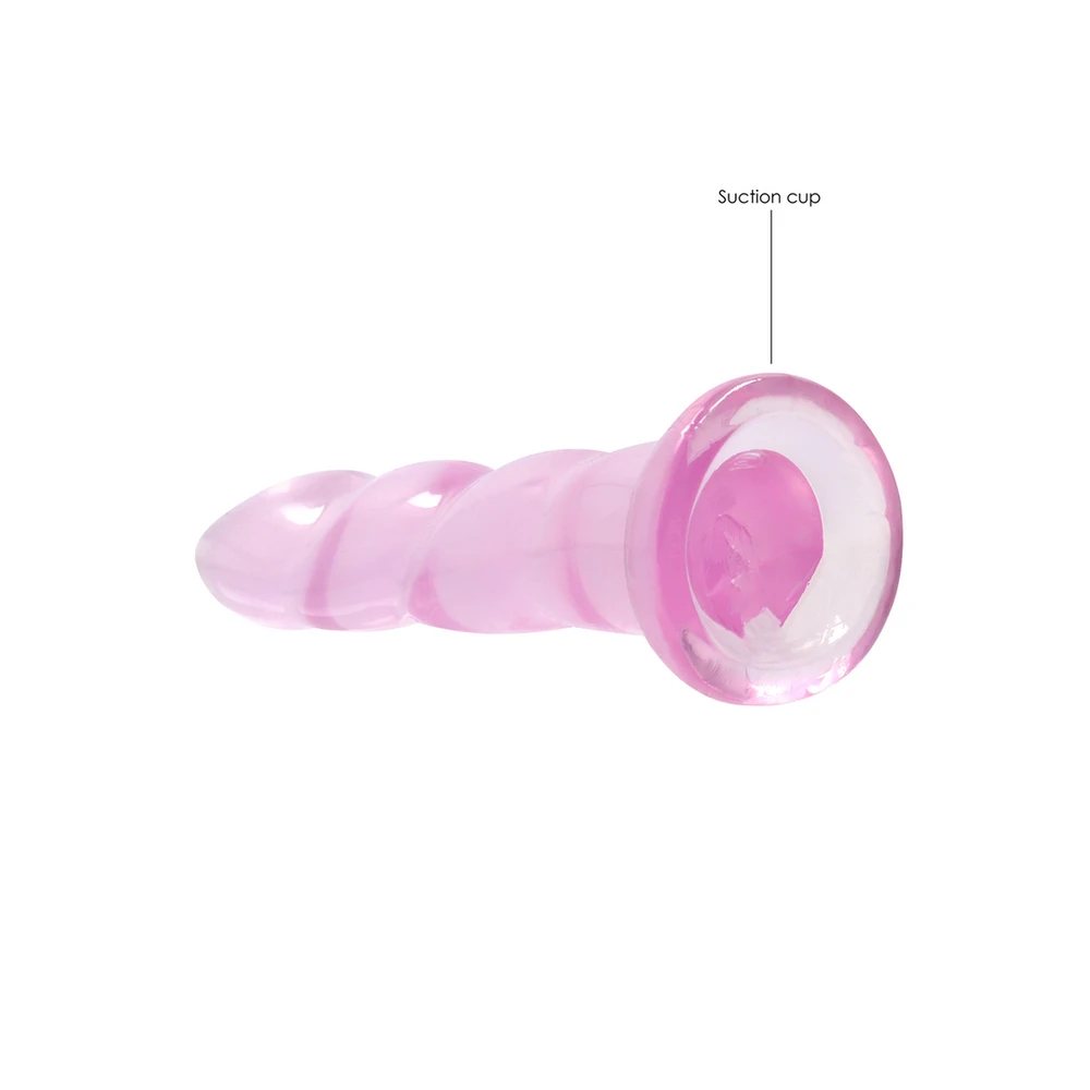 Realrock By Shots Realrock Rožinė silikoninė gelinė dildė su siurbtuku 18 cm