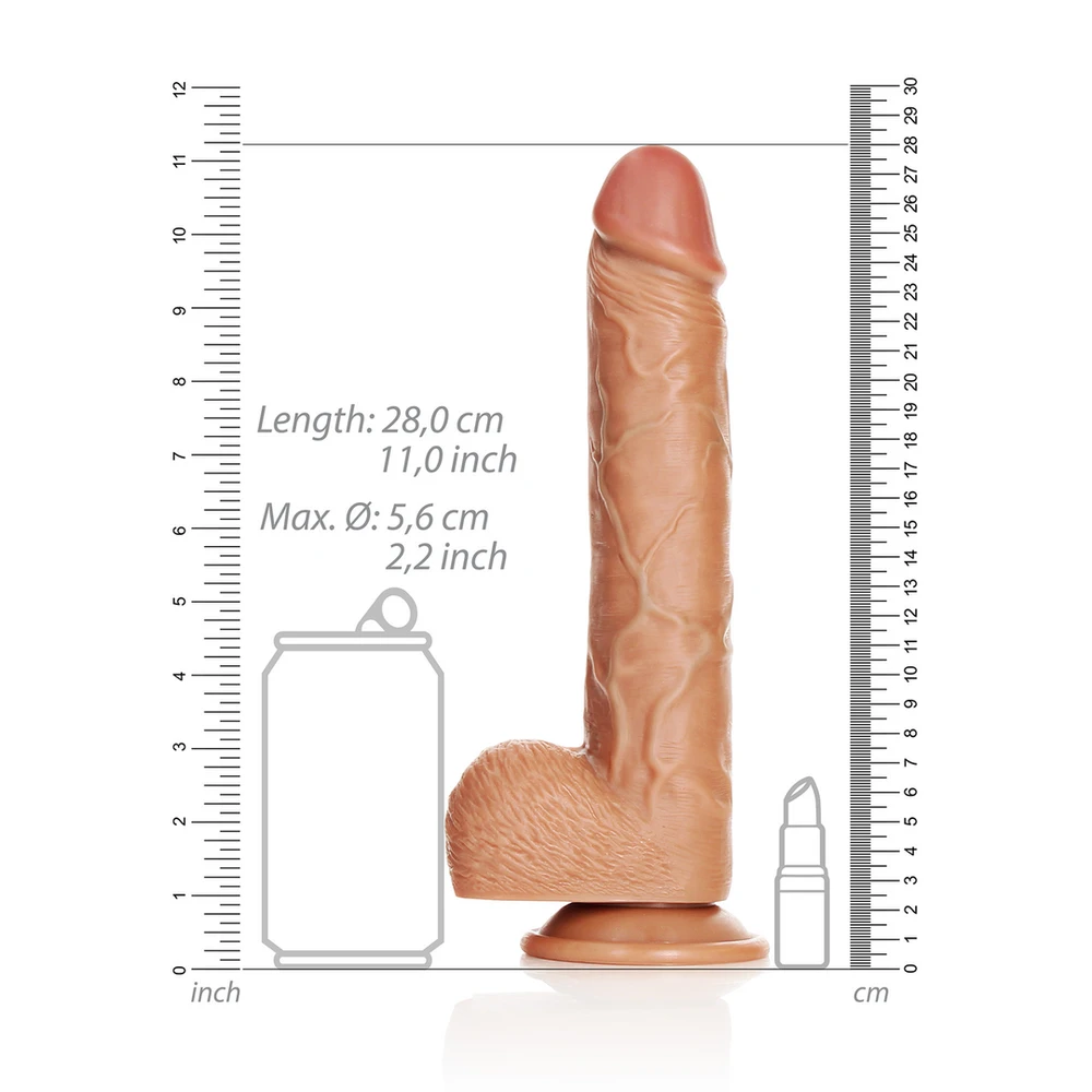 Realrock By Shots Realrock Didelis tikroviškas styguotas dildo su siurbtuku 28 cm