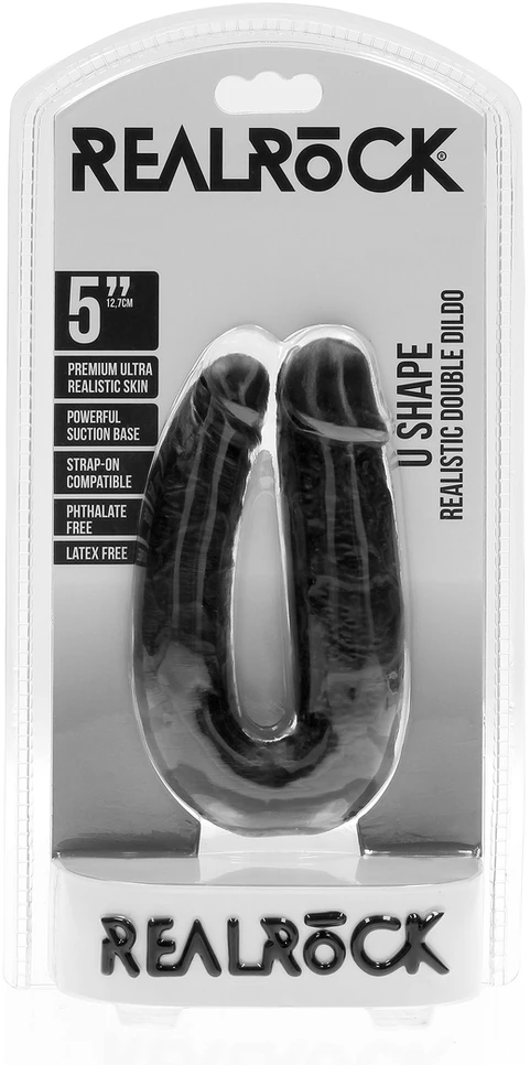 Realrock By Shots U Shaped Double Dildo 12,7 cm - Juodas