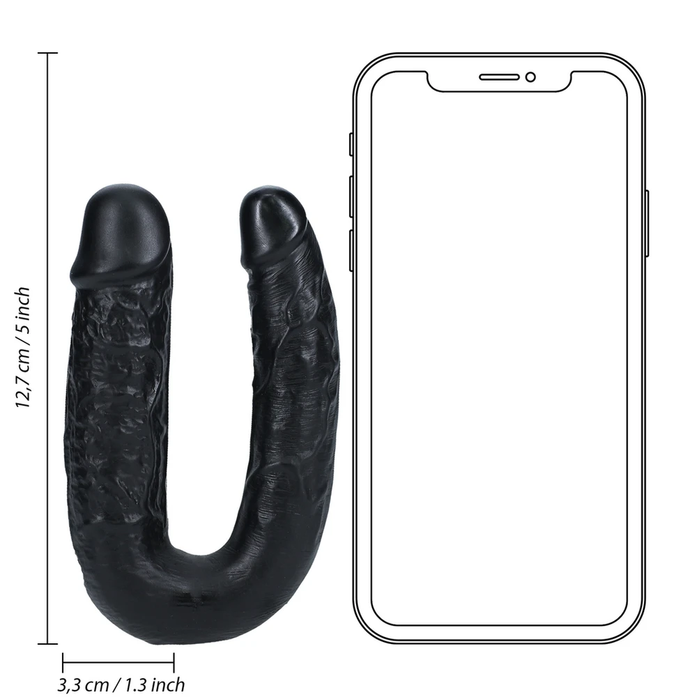 Realrock By Shots U Shaped Double Dildo 12,7 cm - Juodas