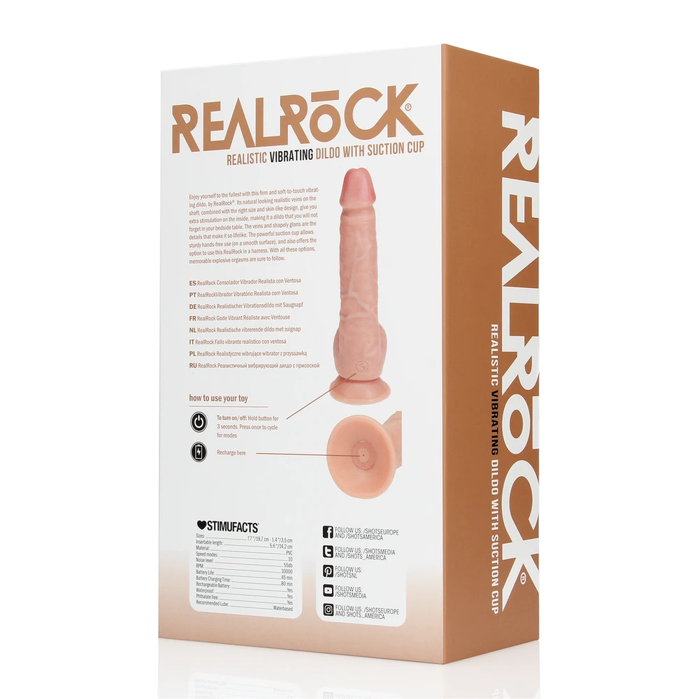 Realrock By Shots Vibruojantis įprastas tiesus gaidys su kamuoliukais - 7" / 18 cm - Minkštimas