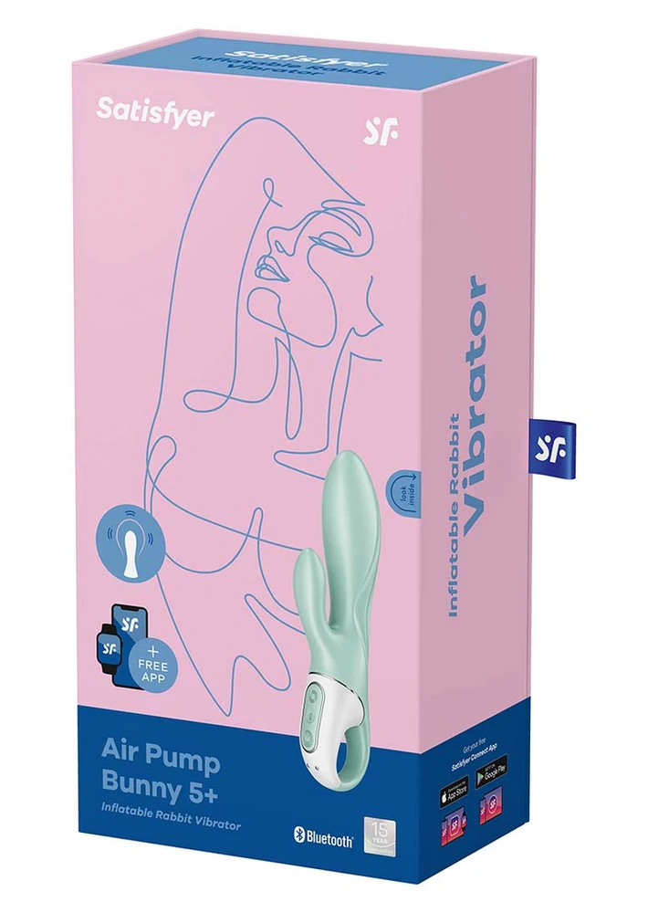 Satisfyer Air Pump Bunny 5+ vibratorius su siurbliu Mint