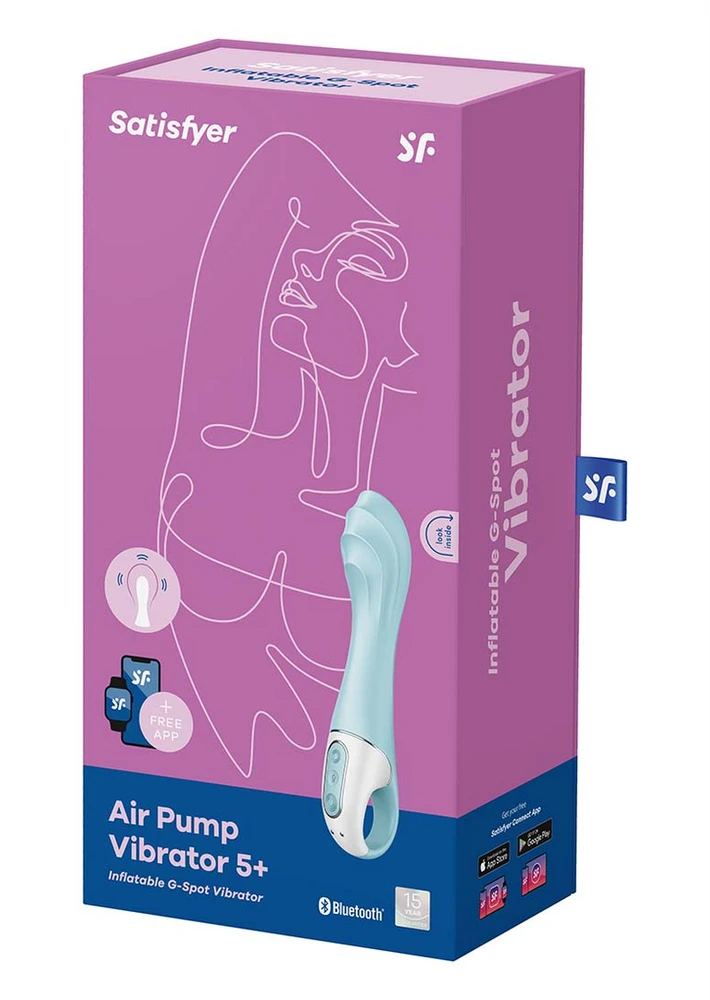 Satisfyer Air Pump Vibrator 5+ šviesiai mėlynas pompinis vibratorius