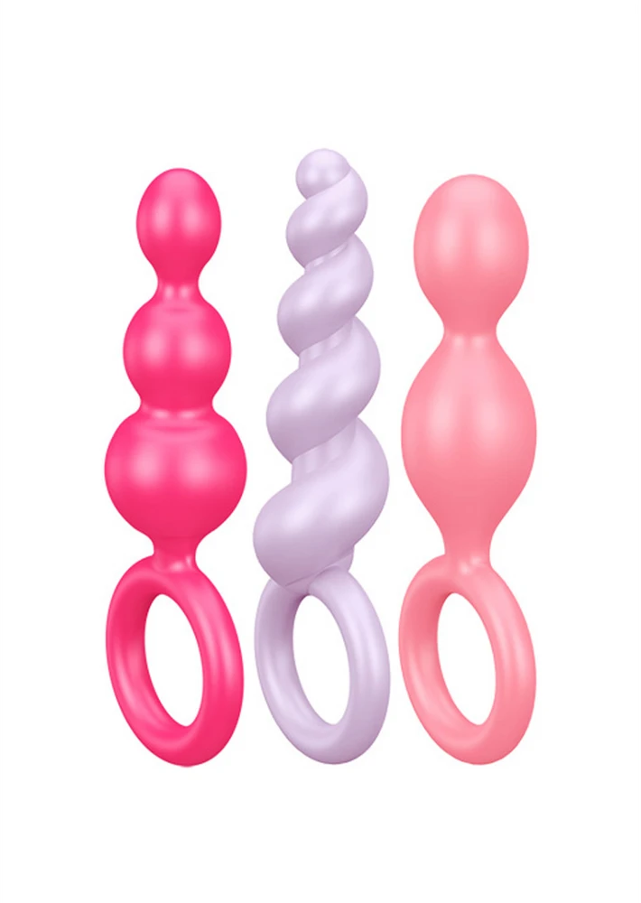 „Satisfyer“ – įvairių spalvų užpakaliukų kamštukai