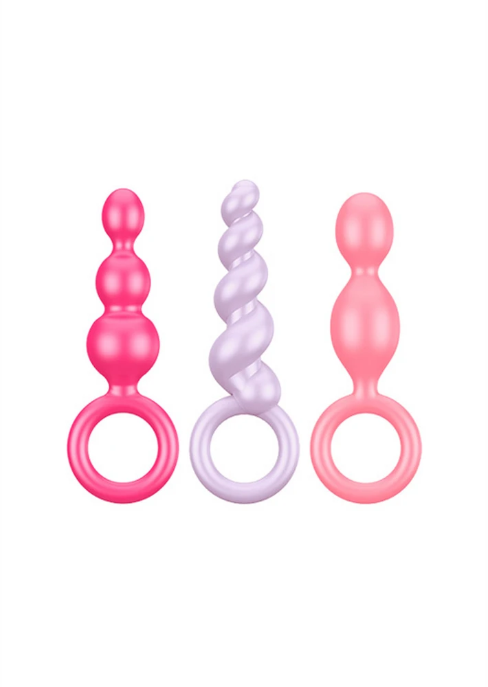 „Satisfyer“ – įvairių spalvų užpakaliukų kamštukai
