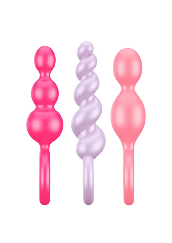 „Satisfyer“ – įvairių spalvų užpakaliukų kamštukai