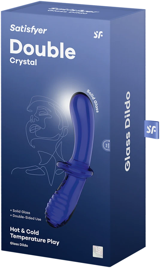Satisfyer Double Crystal dildo szklane Light Mėlyna