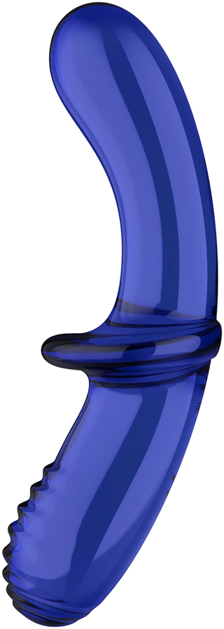 Satisfyer Double Crystal dildo szklane Light Mėlyna