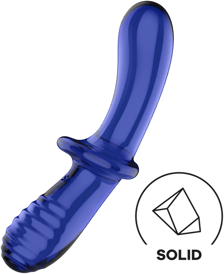 Satisfyer Double Crystal dildo szklane Light Mėlyna