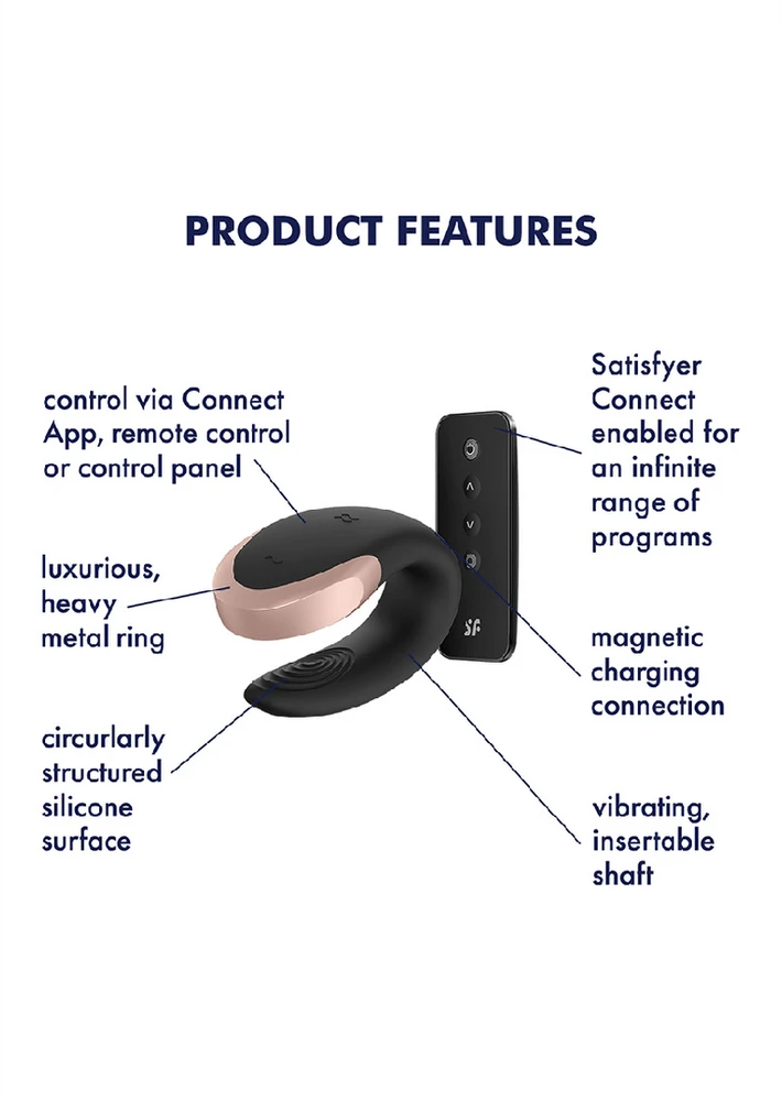 „Satisfyer“ „SATISFIER DOUBLE LOVE CONNECT“ programėlė Juodas