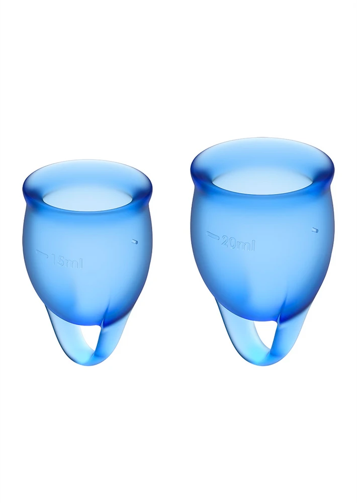 Satisfyer Menstruacinė taurelė Pasijauskite savimi patenkinti (mėlyna)
