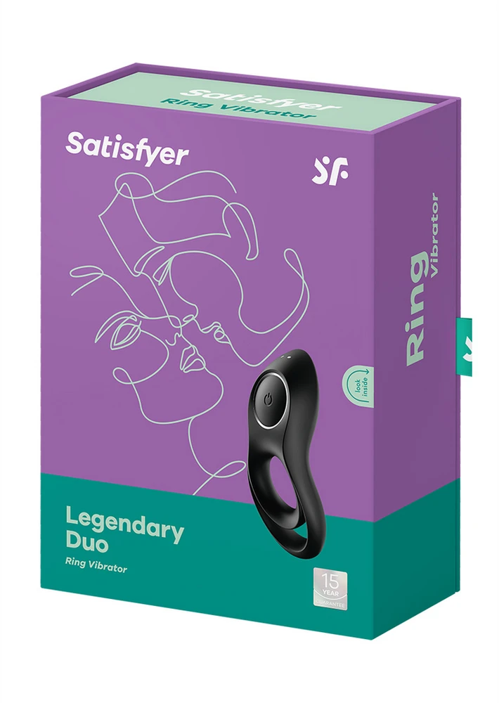 Satisfyer Legendary Duo juodas vibruojantis gaidžio žiedas