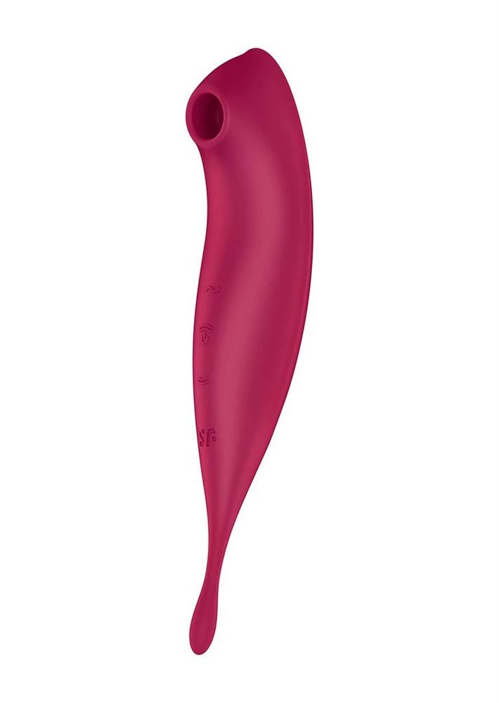 Satisfyer Twirling Pro+ Dark Raudona pulsuojantis vibratorius