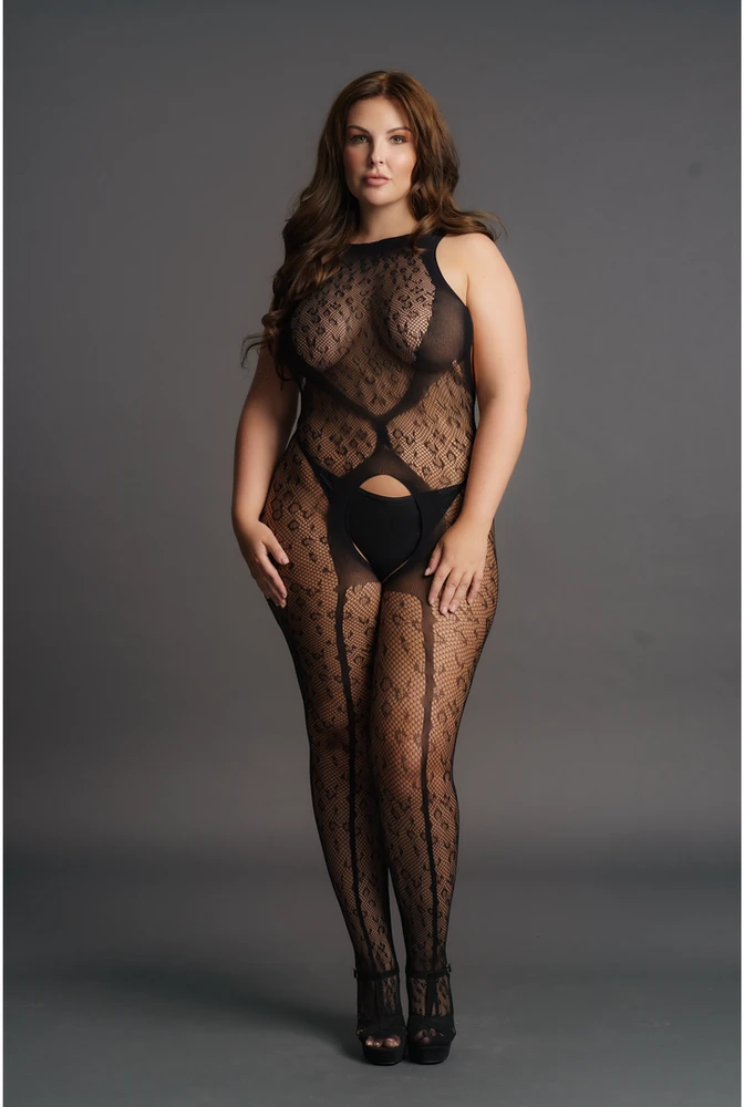 Shots Šūviai be kojomis Leopard Bodystocking – didelio dydžio