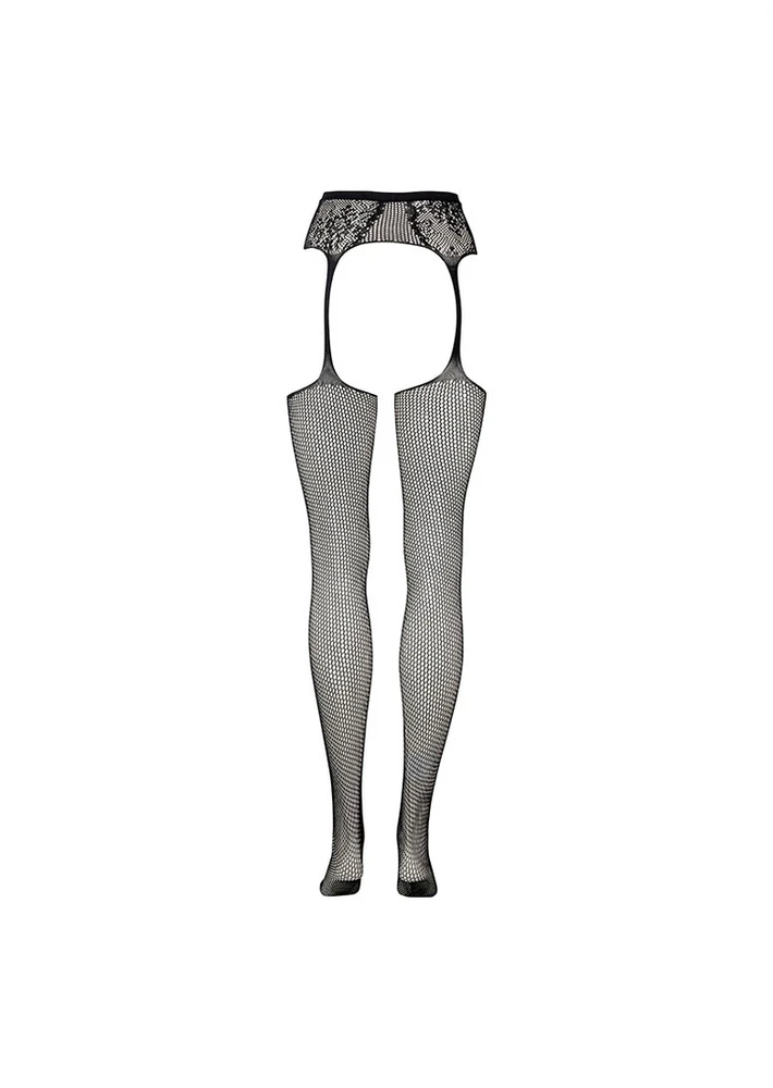 Shots Fishnet and Lace Garterbelt Stockings - Plus Size