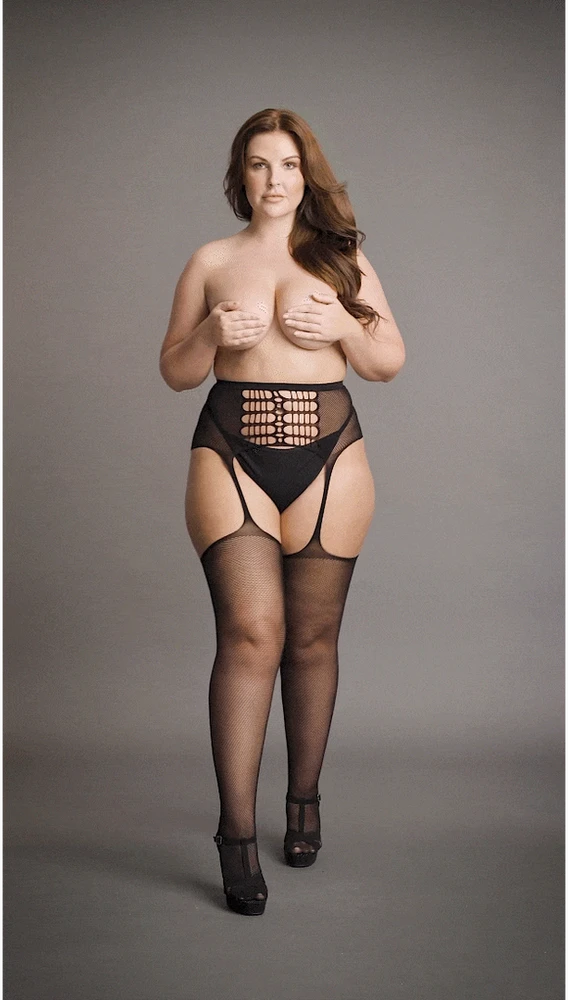 Shots High-Waist Garterbelt Stockings - Plus Size