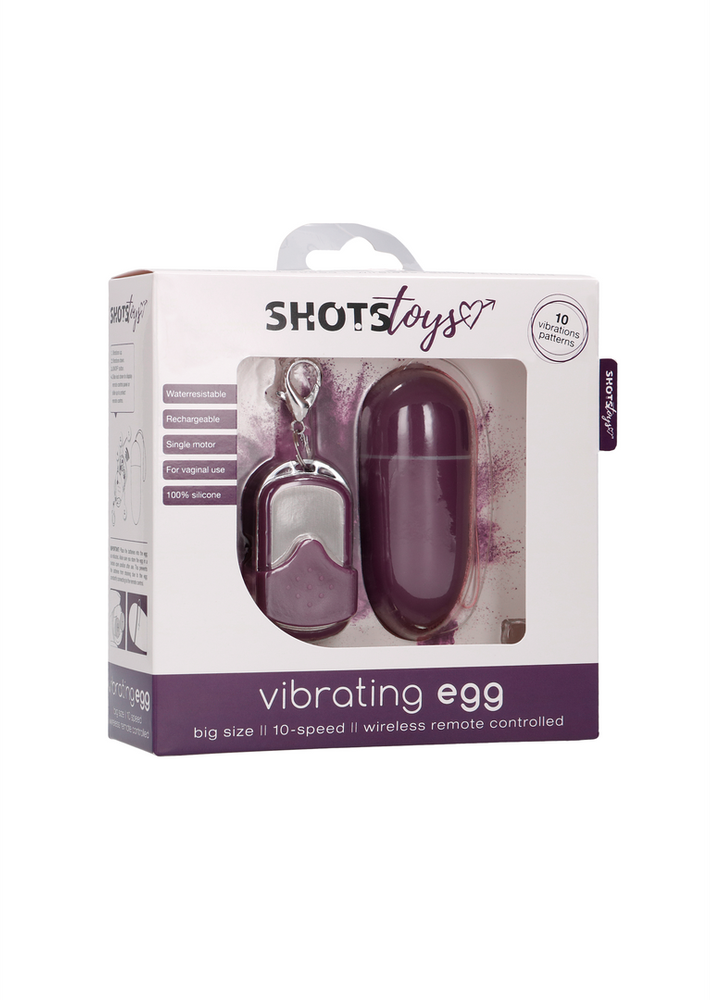 ShotsToys 10 Speed Remote Vibrating Egg - Big - Violetinė