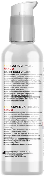 Swiss Navy 4 viename lubrikantas su mangų skoniu – 4 fl uncijos / 118 ml