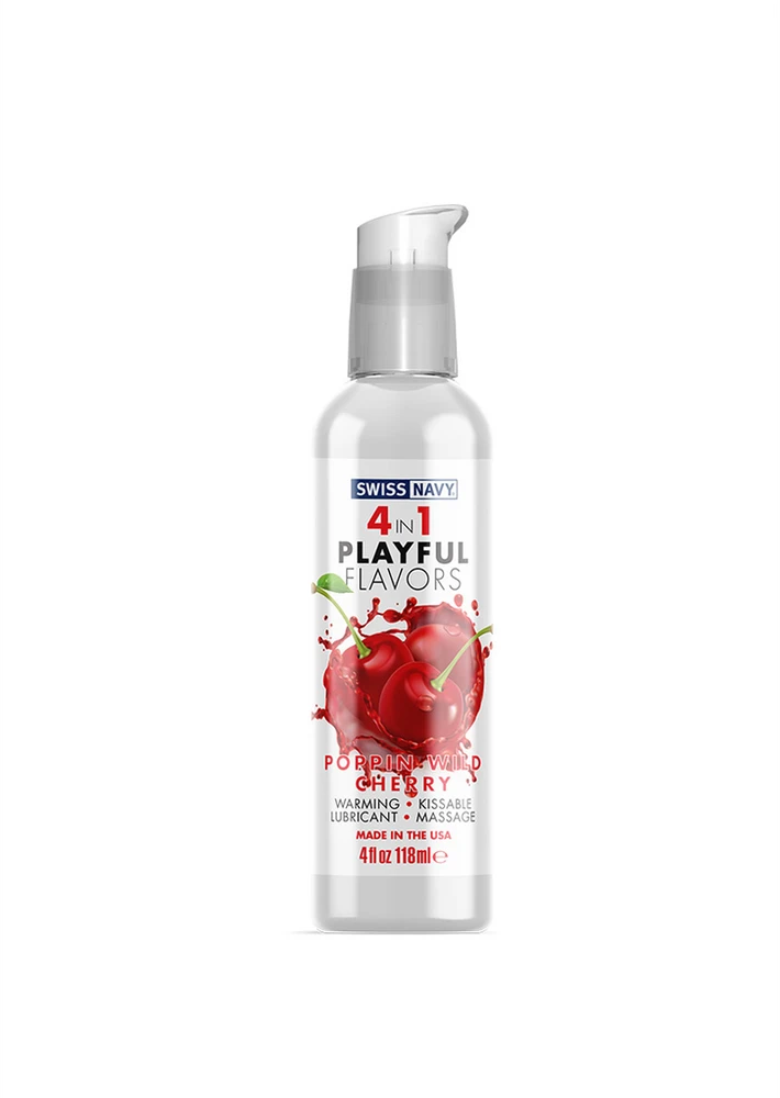 Swiss Navy 4 viename lubrikantas su poppin laukinių vyšnių skoniu – 4 fl uncijos / 118 ml
