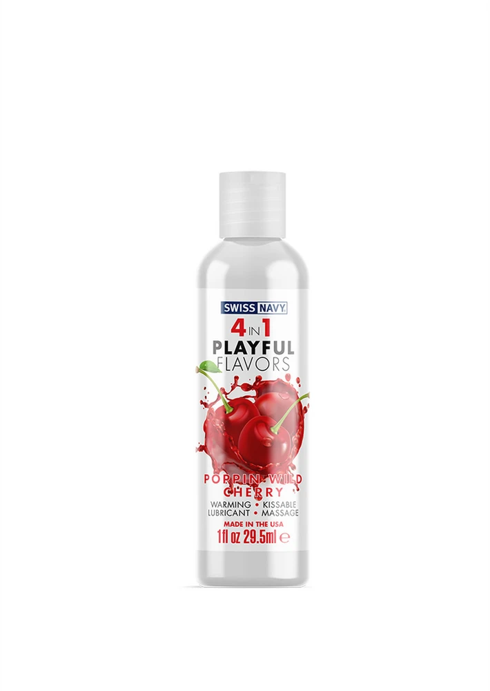 Swiss Navy 4 viename lubrikantas su poppin laukinių vyšnių skoniu – 1 fl uncija / 30 ml