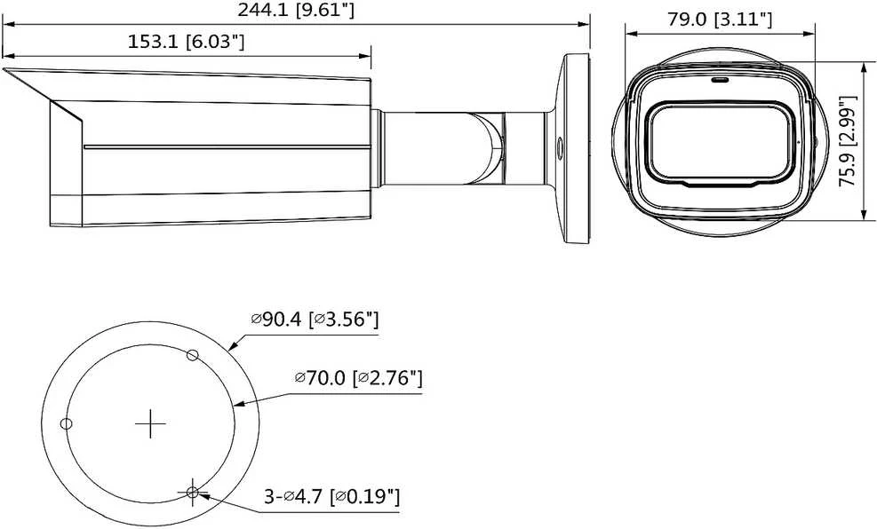 AHD, HD-CVI, HD-TVI, PAL KAMEROS HAC-HFW2802TU-A-0360B-S2-DIP 3,6 mm DAHUA