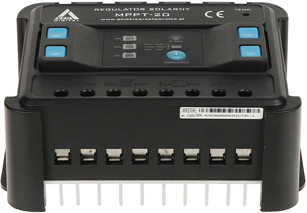 Saulės įkrovos reguliatorius AZO Digital MPPT 12/24 - 20A