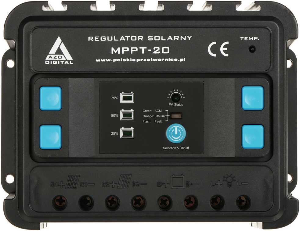 Saulės įkrovos reguliatorius AZO Digital MPPT 12/24 - 20A