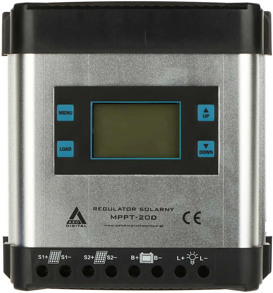 Saulės įkrovos reguliatorius AZO Digital MPPT 12/24 - 20A su LCD ekranu