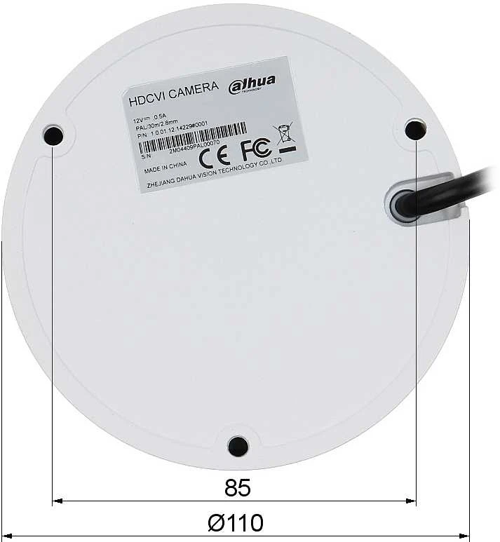 Dahua HD-CVI kupolinė kam. 5MP su IR pašvietimu iki 30m., 1/2.7" 2.8mm 98°, IP67, IK10