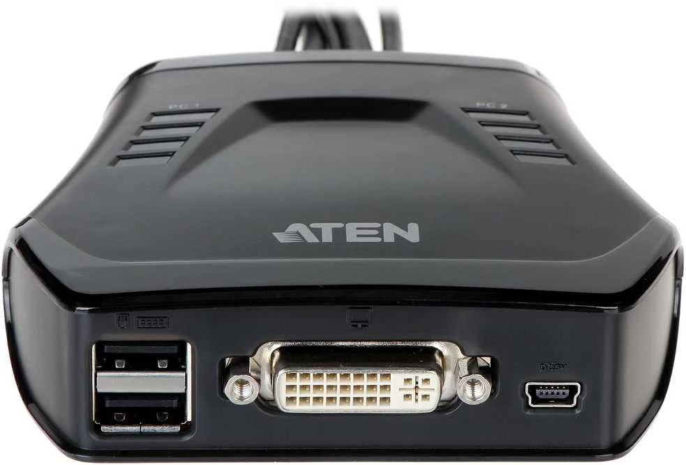 Aten 2 prievadų USB DVI kabelis KVM jungiklis su nuotolinio prievado parinkikliu | Aten | Nuotolinis prievado parinkiklis | 2 prievadų USB DVI kabelis KVM jungiklis su nuotolinio prievado parinkikliu