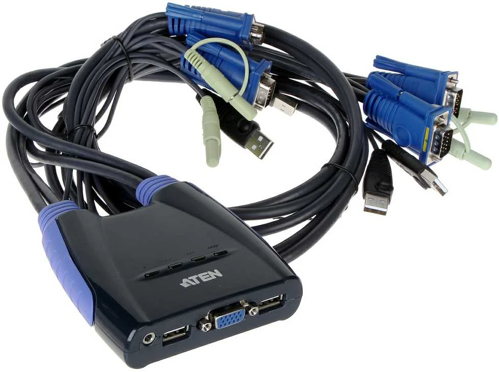 Aten 4 prievadų USB VGA/garso kabelio KVM jungiklis | Aten | 4 prievadų USB VGA / garso kabelio KVM jungiklis (0,9 m, 1,2 m)