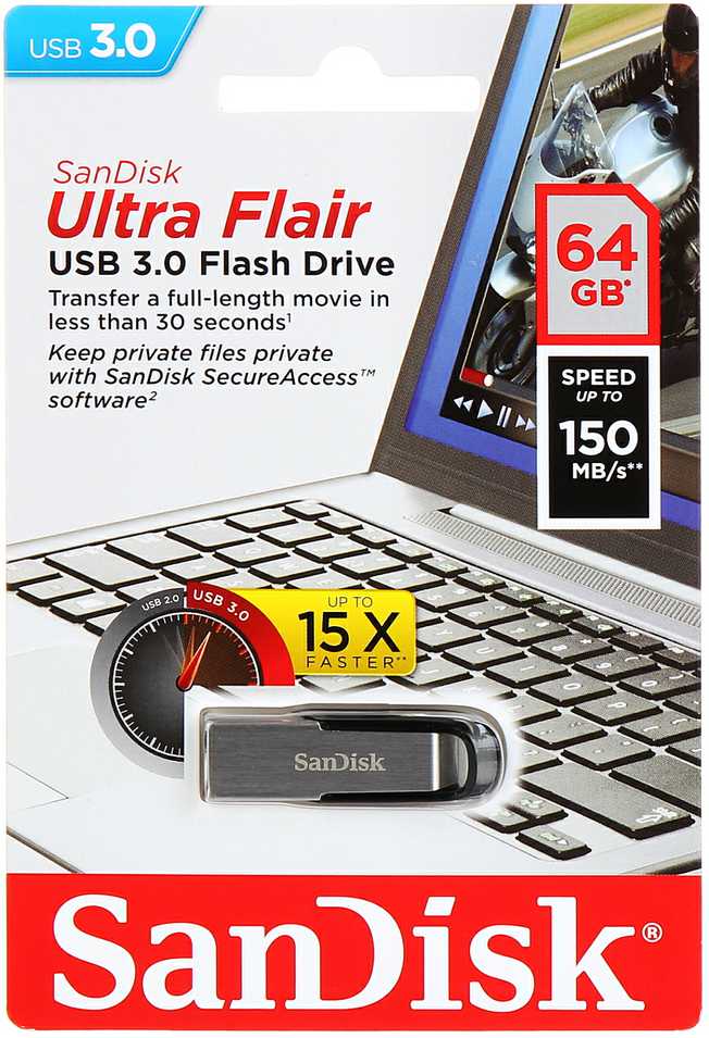 PENDRIVE FD-64/ULTRAFLAIR-SANDISK 64 GB USB 3.0 SANDISK