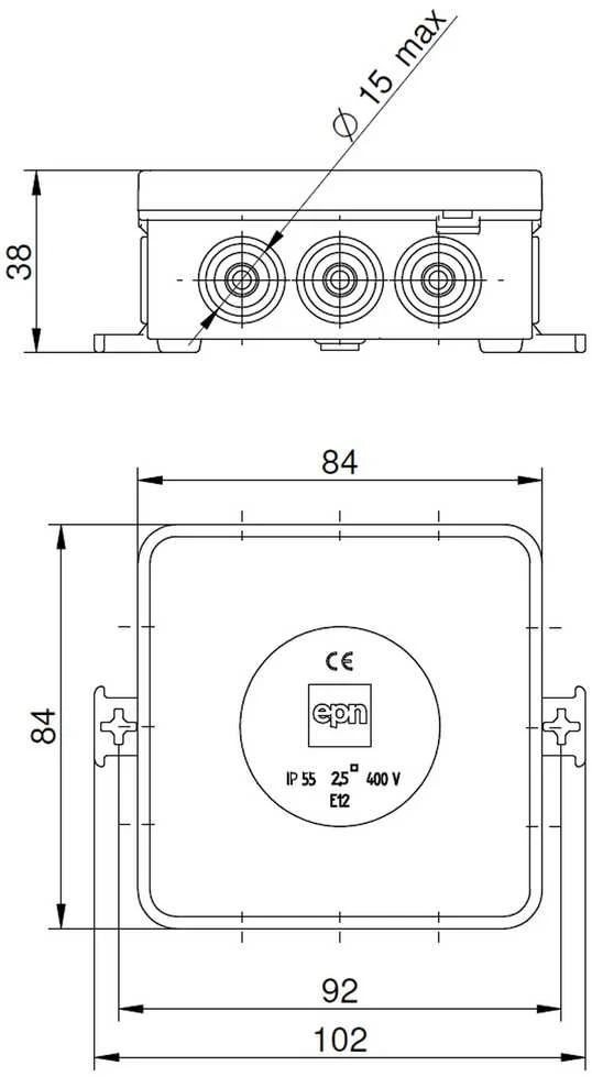 Elektro Plast Nasielsk ATSIŠAKOJIMO DĖŽUTĖ PH-85X85/EPN IP55 Elektro-Plast
