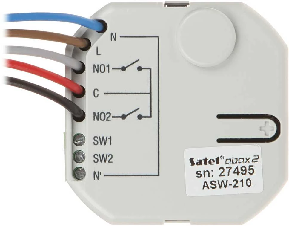 BELAIDIS DVIEJŲ KANALŲ VALDIKLIS 230V AC ASW-210 ABAX/ABAX2 SATEL