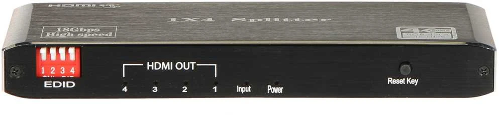 HDMI 1x4 dalytuvas su EDID jungikliais