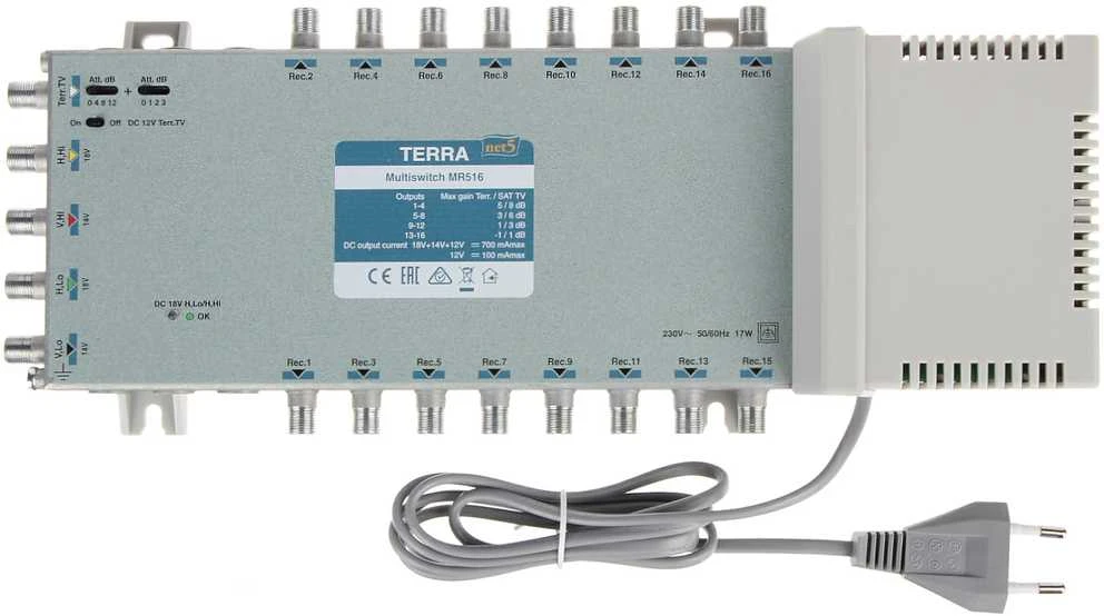 TERRA MR-516 5 įėjimų/16 išėjimų daugiajungiklis